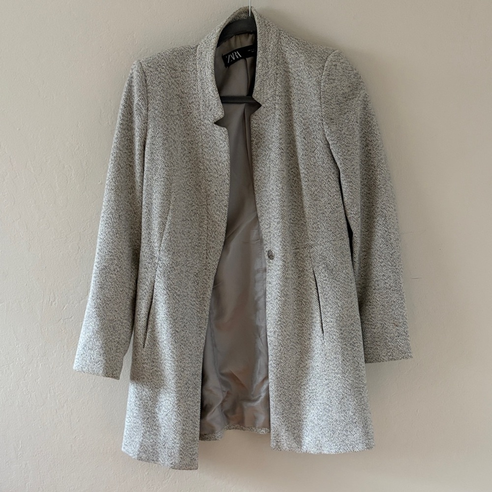 Zara Women's Light Gray Blazer Coat